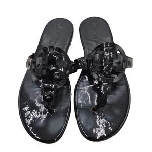 TORY BURCH MILLER SANDAL Black patent leather Women's size 7